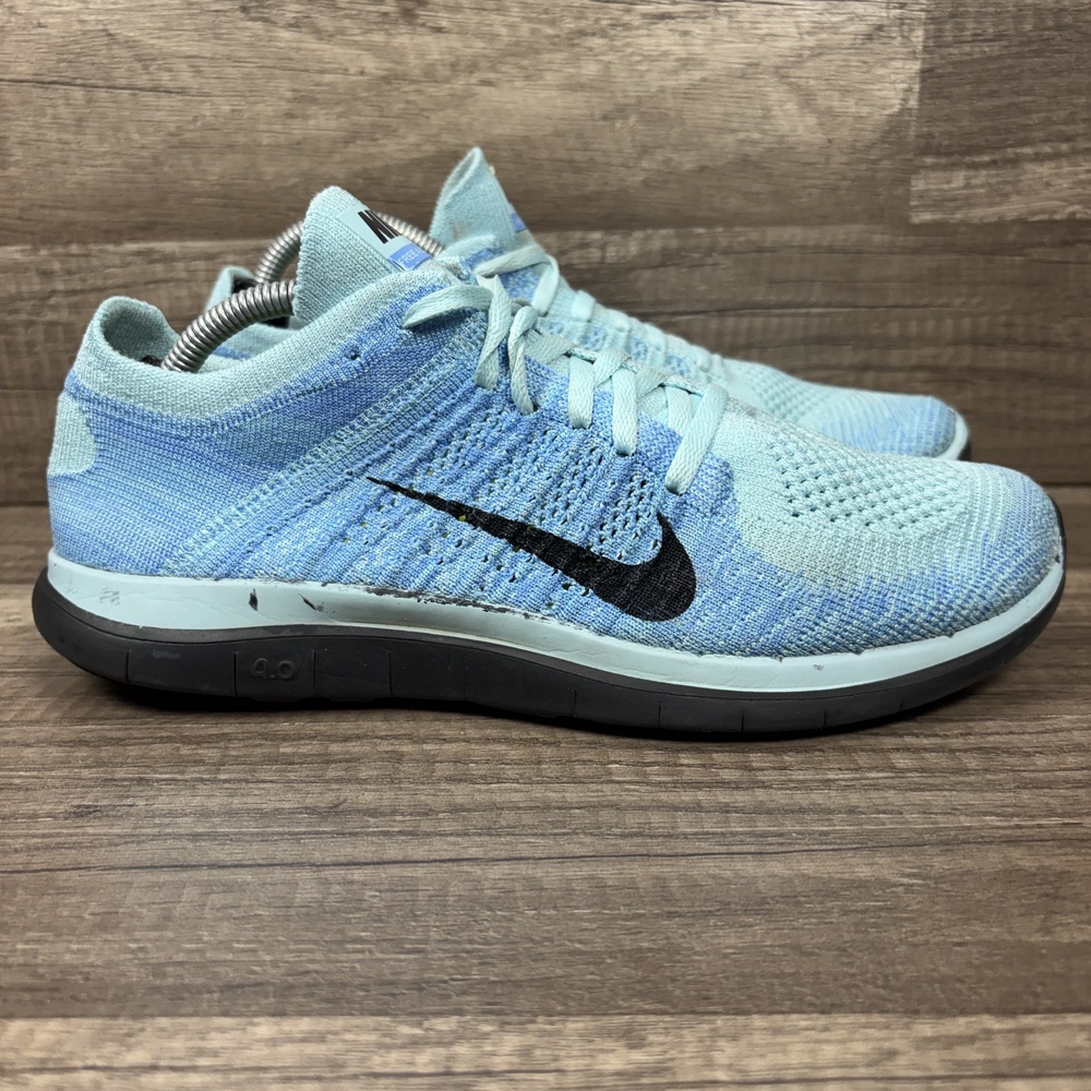 Nike Free 4.0 Flyknit Blue Womens US Size 8.5 EUR 40 631050-402 Running Shoes